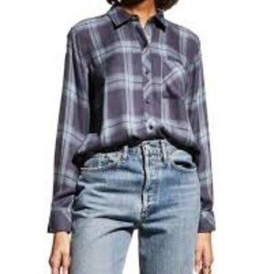 Rails Hunter Mint Stone Blue Plaid Button Down Shirt Size M